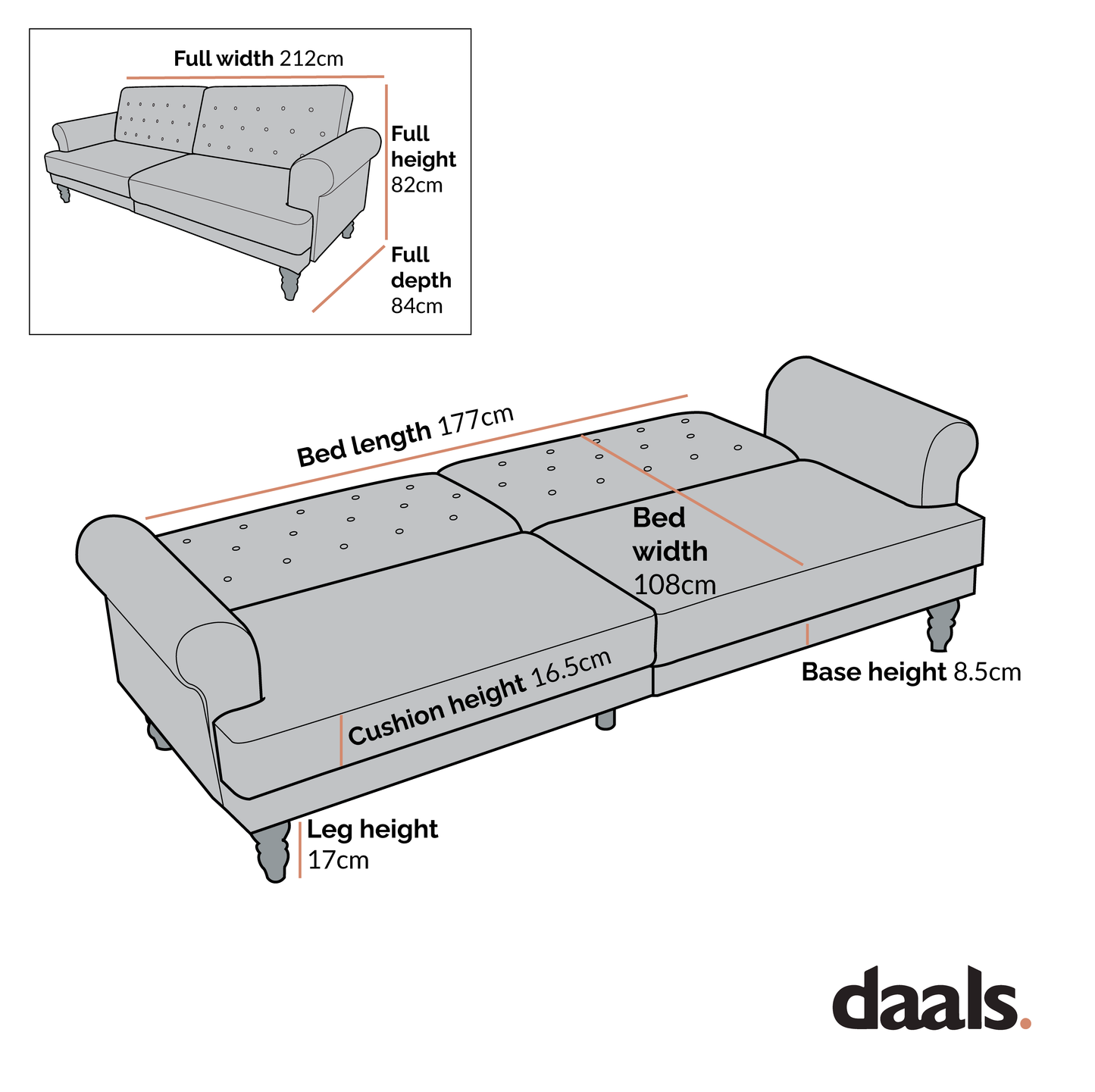 Hanney 3-Seater Chesterfield Sofabed in Teal Velvet