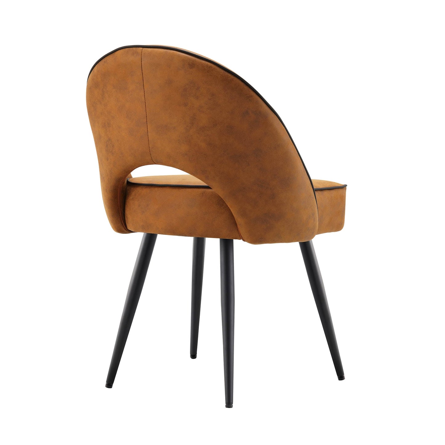 Oakley Set of 2 Cognac Colour Vegan Leather Upholstered Dining Chairs with Piping