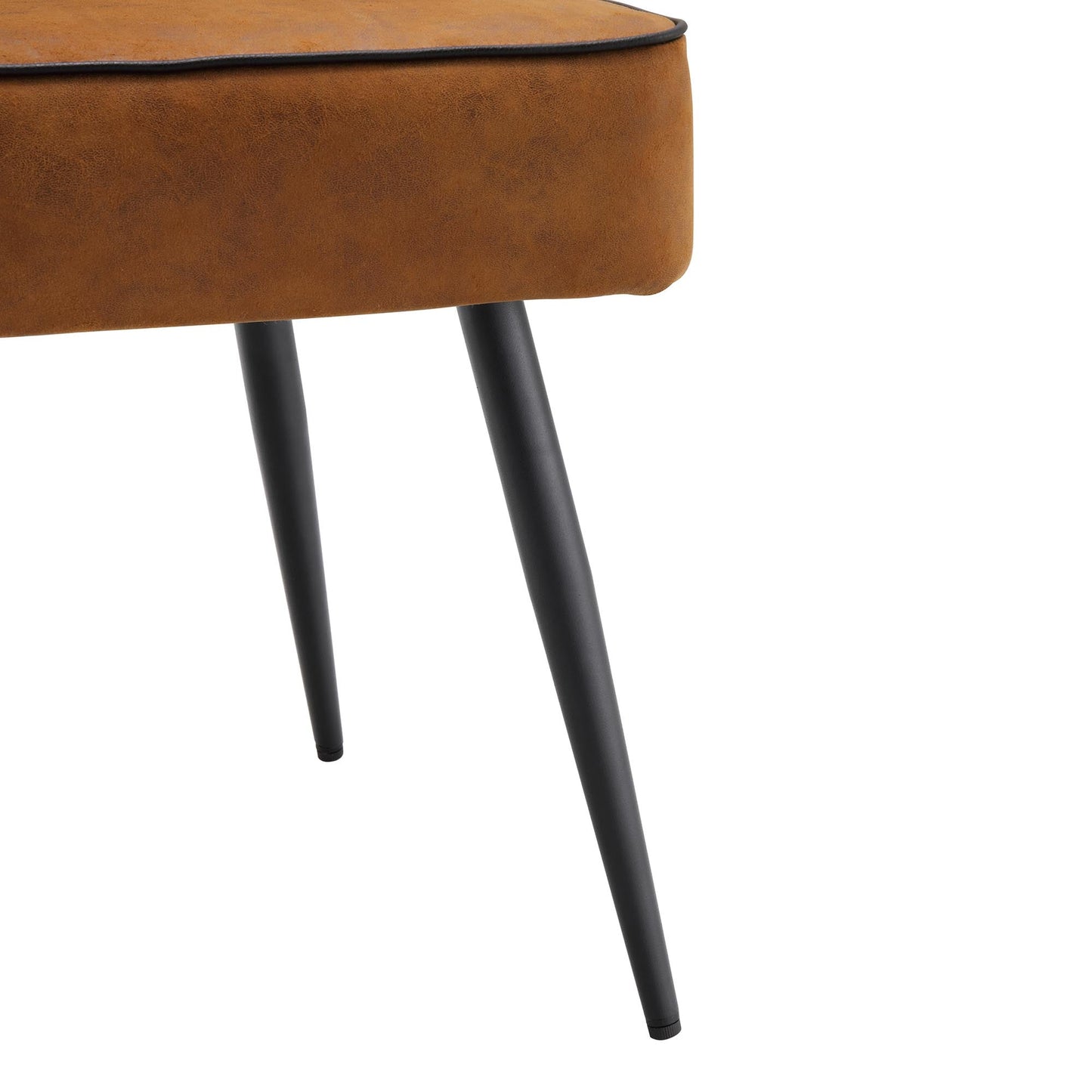 Oakley Set of 2 Cognac Colour Vegan Leather Upholstered Dining Chairs with Piping