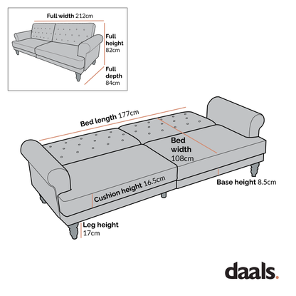 Hanney 3-Seater Chesterfield Sofabed in Teal Velvet