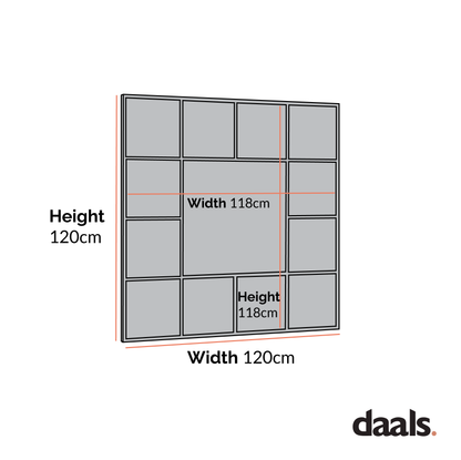 Herbert Industrial Metal Window Mirror 120 x 120 cm, Black